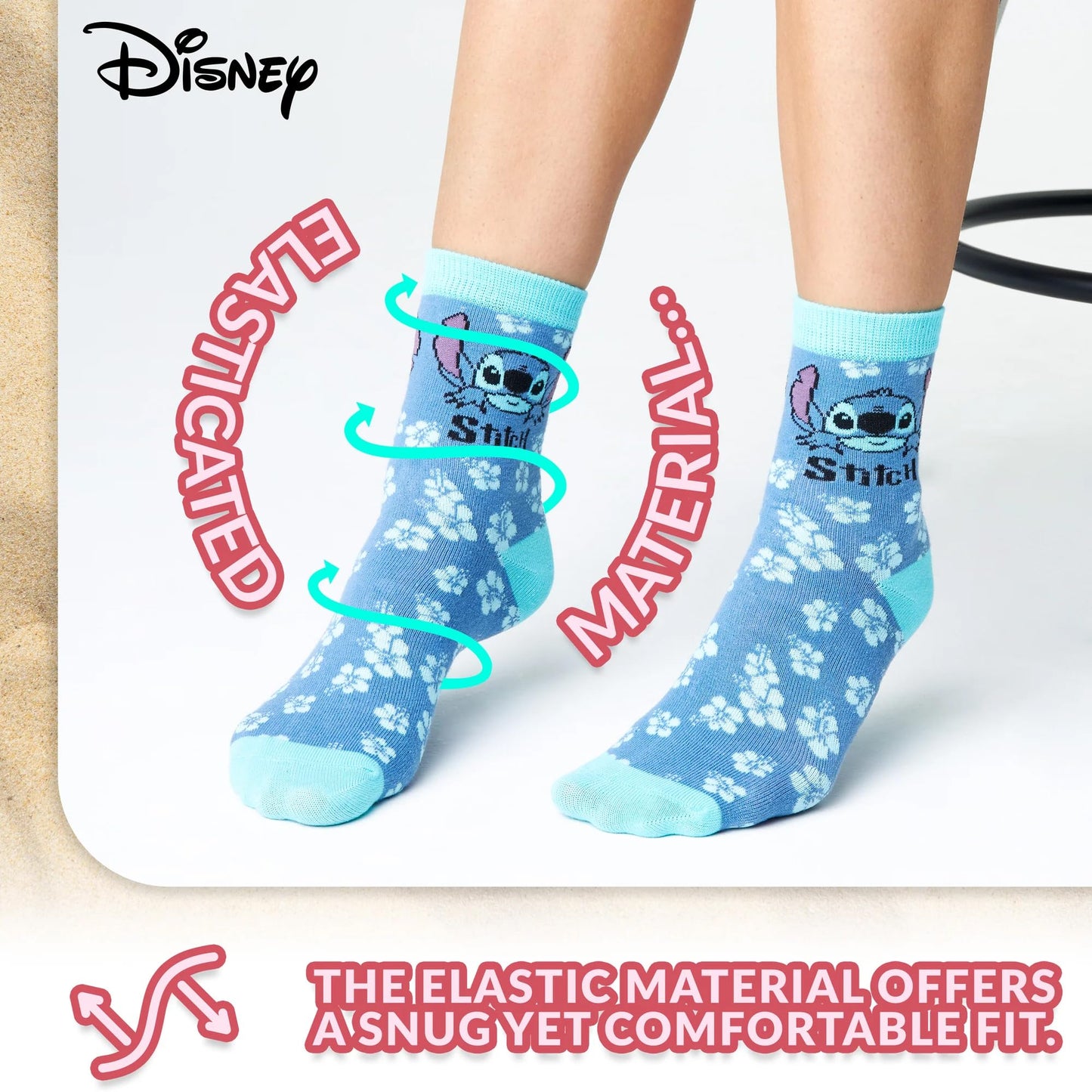 Disney Mug and Socks Gift Set for Women, Calf Socks and Ceramic Mug - Womens Gifts (Blue Stitch) Blue Stitch