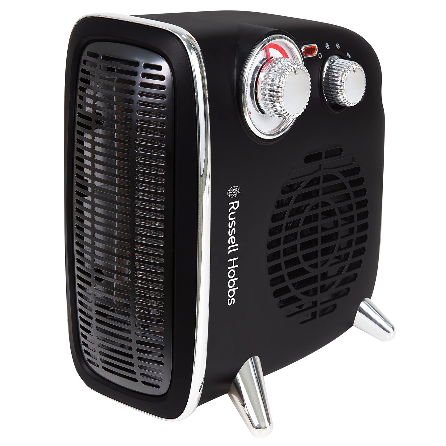 Russell Hobbs 1800W/1.8KW Electric Heater, Retro Horizontal/Vertical Fan Heater in Black with Adjustable Thermostat, 2 Heat Settings, 20m² Room Size, Dial Control, RHRETHFH1001B with 2 Year Guarantee 1.8KW