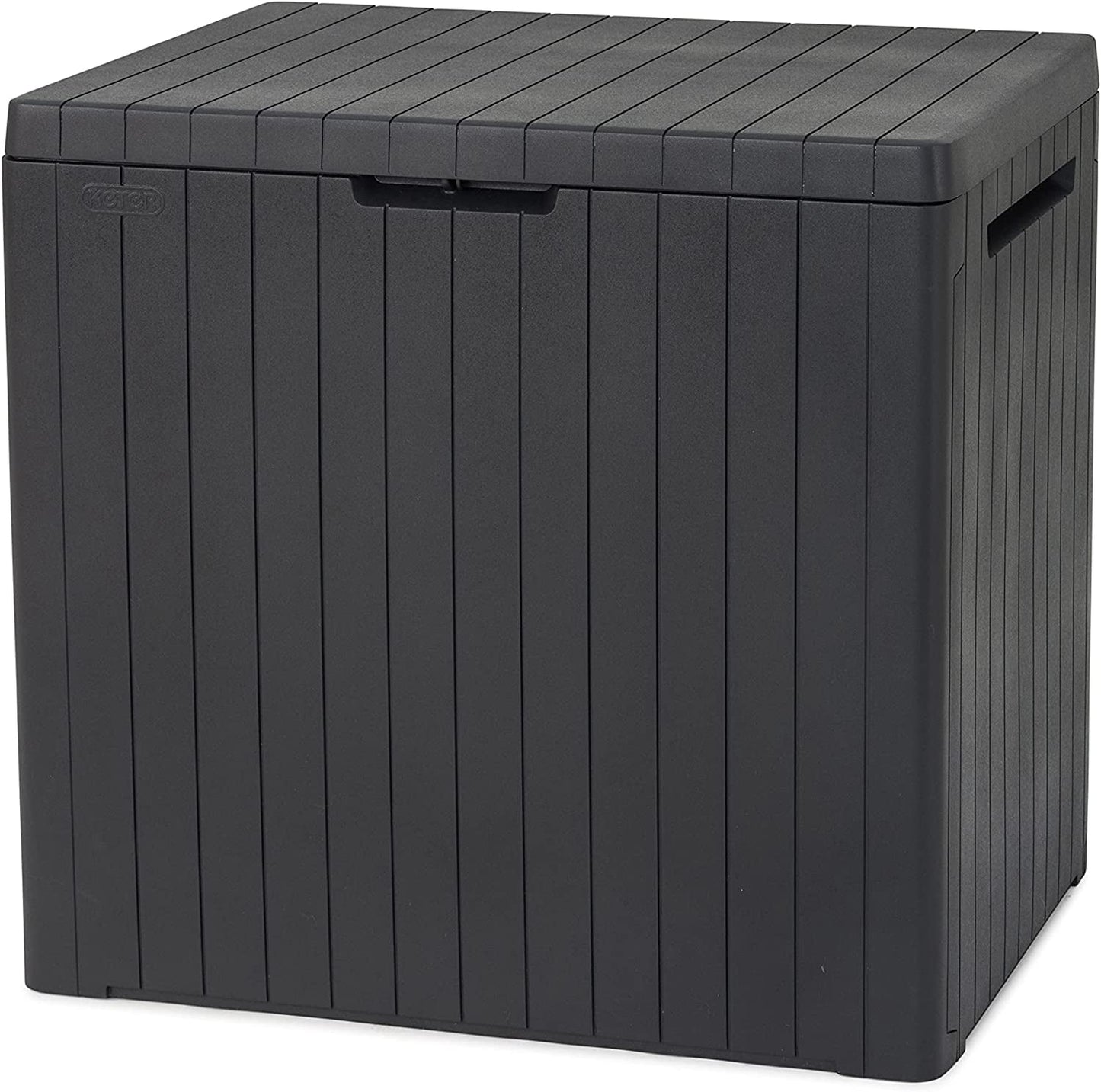 City 113L Outdoor 96% Recycled Small Balcony Garden Furniture Storage Box Grey Wood Panel Effect | Fade Free | All Weather Resistant | Safe and Secure | Zero Maintenance | 2 Year Warranty