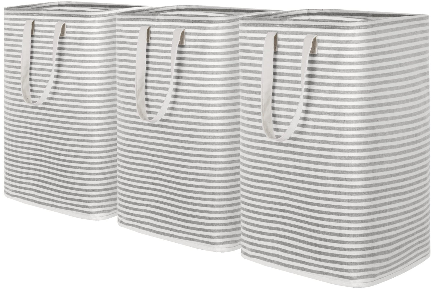 Lifewit 75L Freestanding Laundry Hamper, Collapsible Waterproof Large Laundry Basket with Easy Carry Extended Handles for Clothes, Towels, Toys, Grey, 3 Packs 3x75L