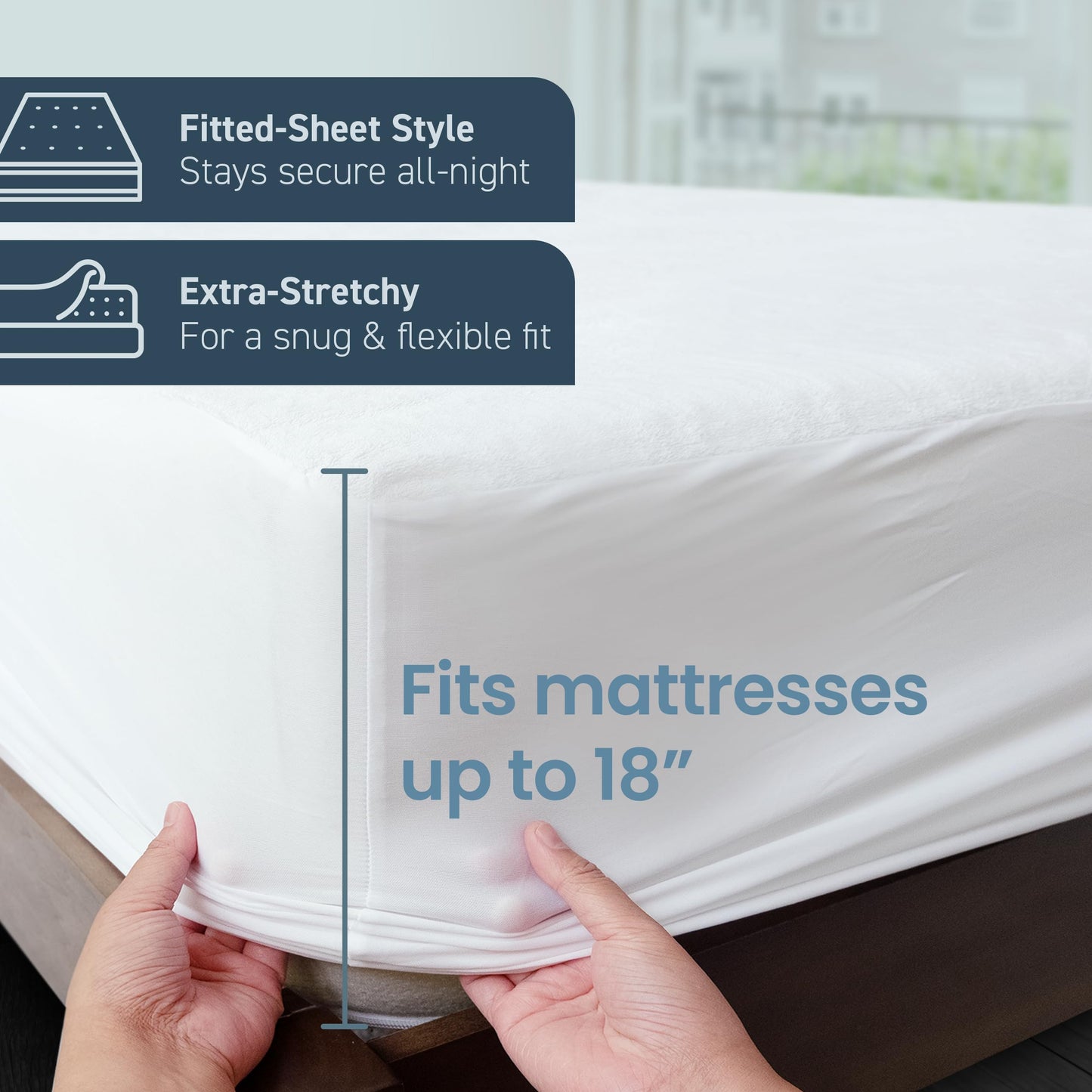 SafeRest Waterproof Mattress Protector - Fitted King Size Mattress Pad Cover - Machine Washable Cotton Mattress Cover for Bed (King Size, 150x200cm) King (150x200cm) White