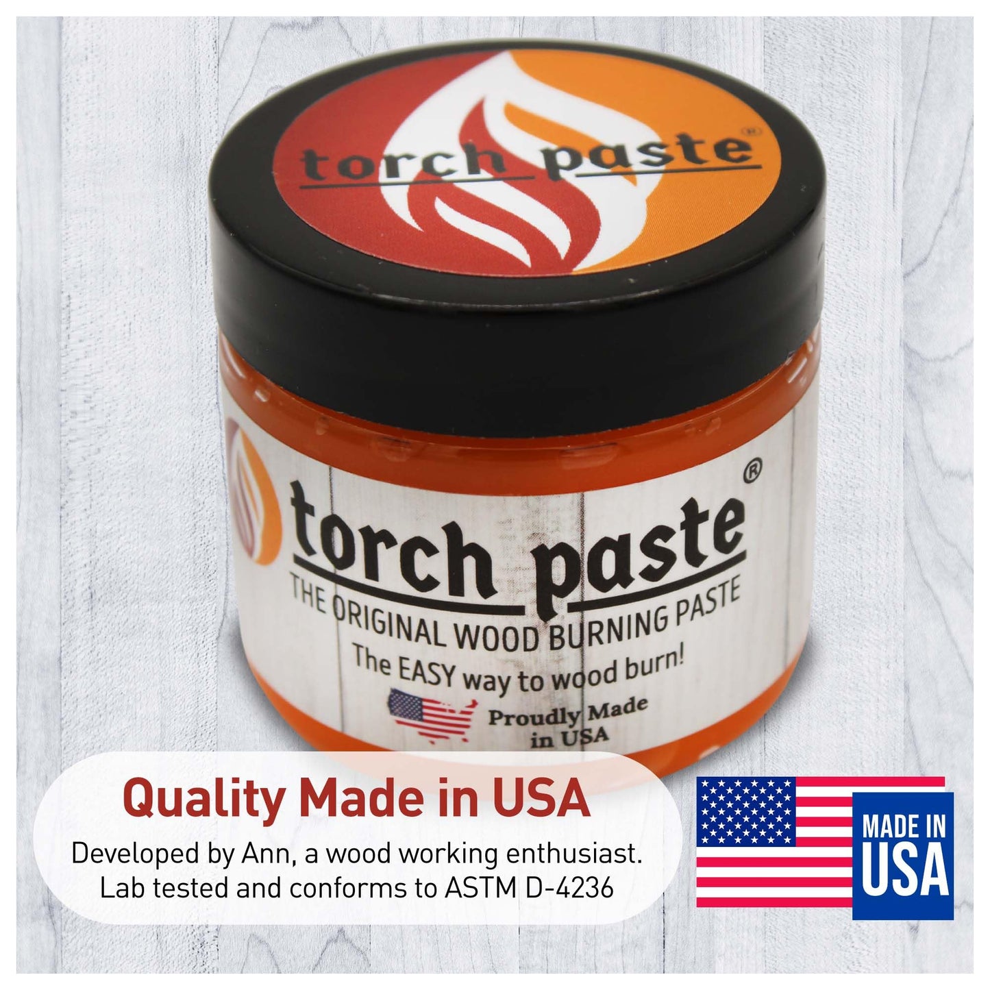 Torch Paste - The Original Wood Burning Paste Since 2020 | Lab Tested & ASTM D-4236 Certified | Non Toxic | Use on Wood, Card Stock, Canvas, Denim & More | Easy Application, 3 OZ