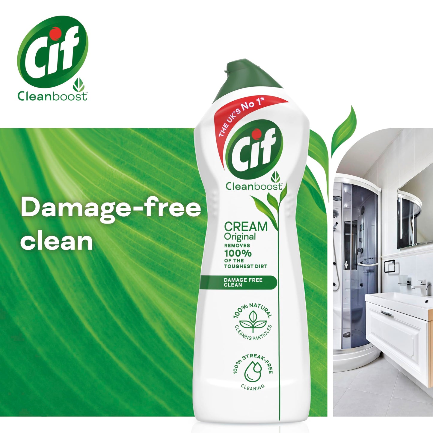 Cif Original Cream Cleaner multipurpose surface cleaner with 100% natural cleaning particles removes 100% of the toughest dirt 8x 500 ml 500 ml (Pack of 8) 8 Pack