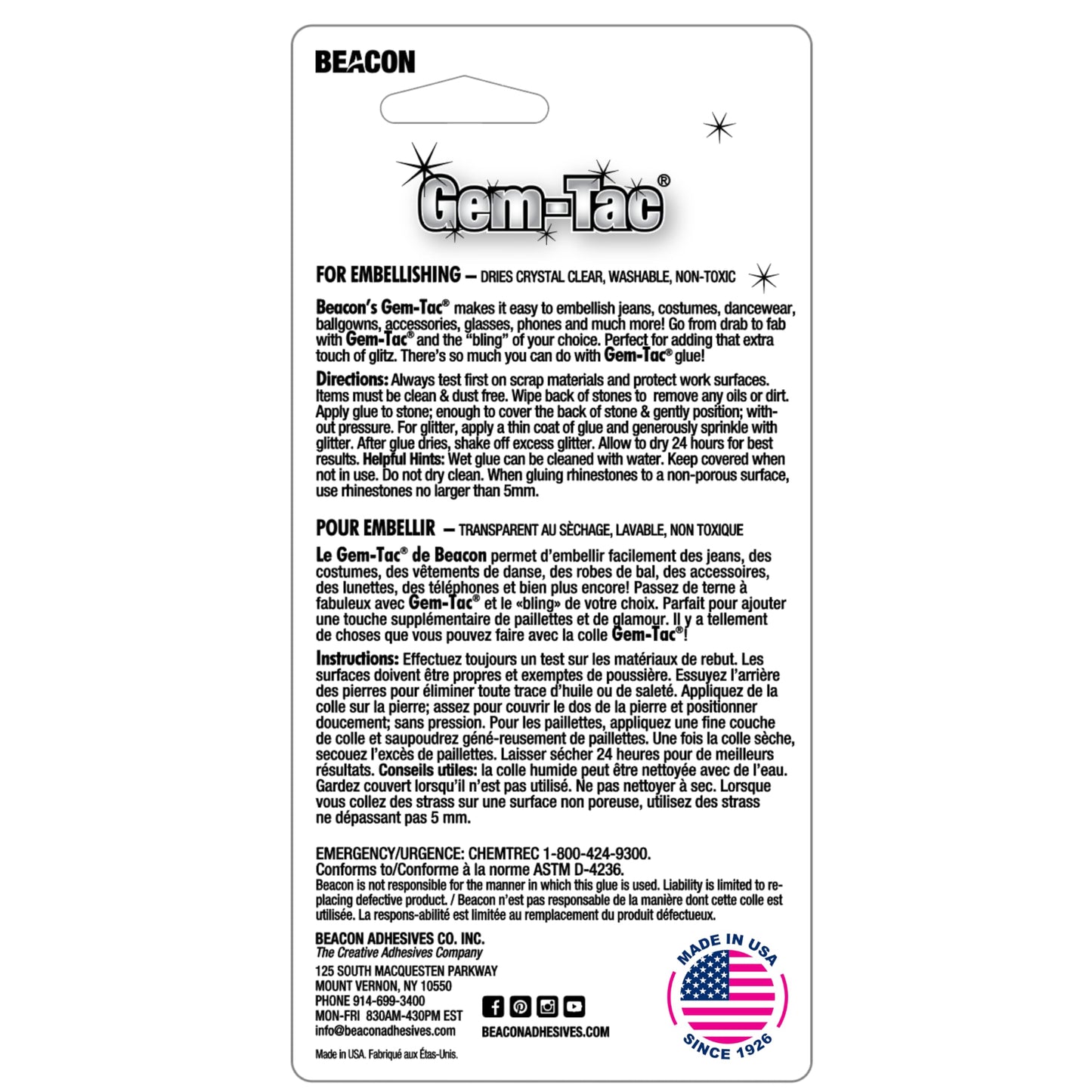 Beacon Gem-Tac 118ml Medium Bottle, Clear Adhesive Gem Glue