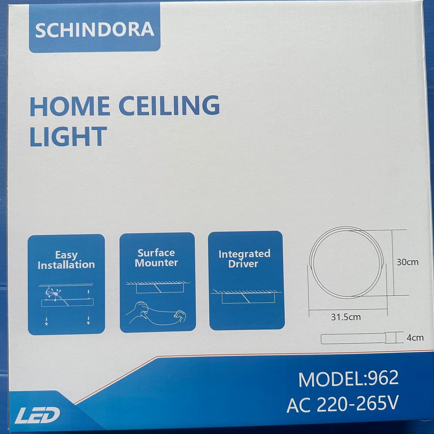 Schindora LED Ceiling Light 24W Neutral White 4500K 1600LM, Indoor Wooden Round Modern Led Ceiling Lights Ø30cm for Lounge Hallway Home Office Porch Black Neutral White 4500k 24W