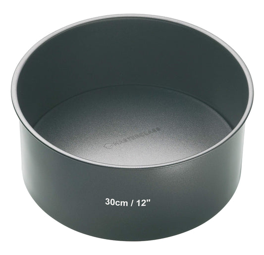 MasterClass KCMCHB57 30 cm Deep Cake Tin with PFOA Non Stick and Loose Bottom, 1 mm Carbon Steel, 12 Inch Large Round Pan, Grey 30 cm (12 Inch) Single