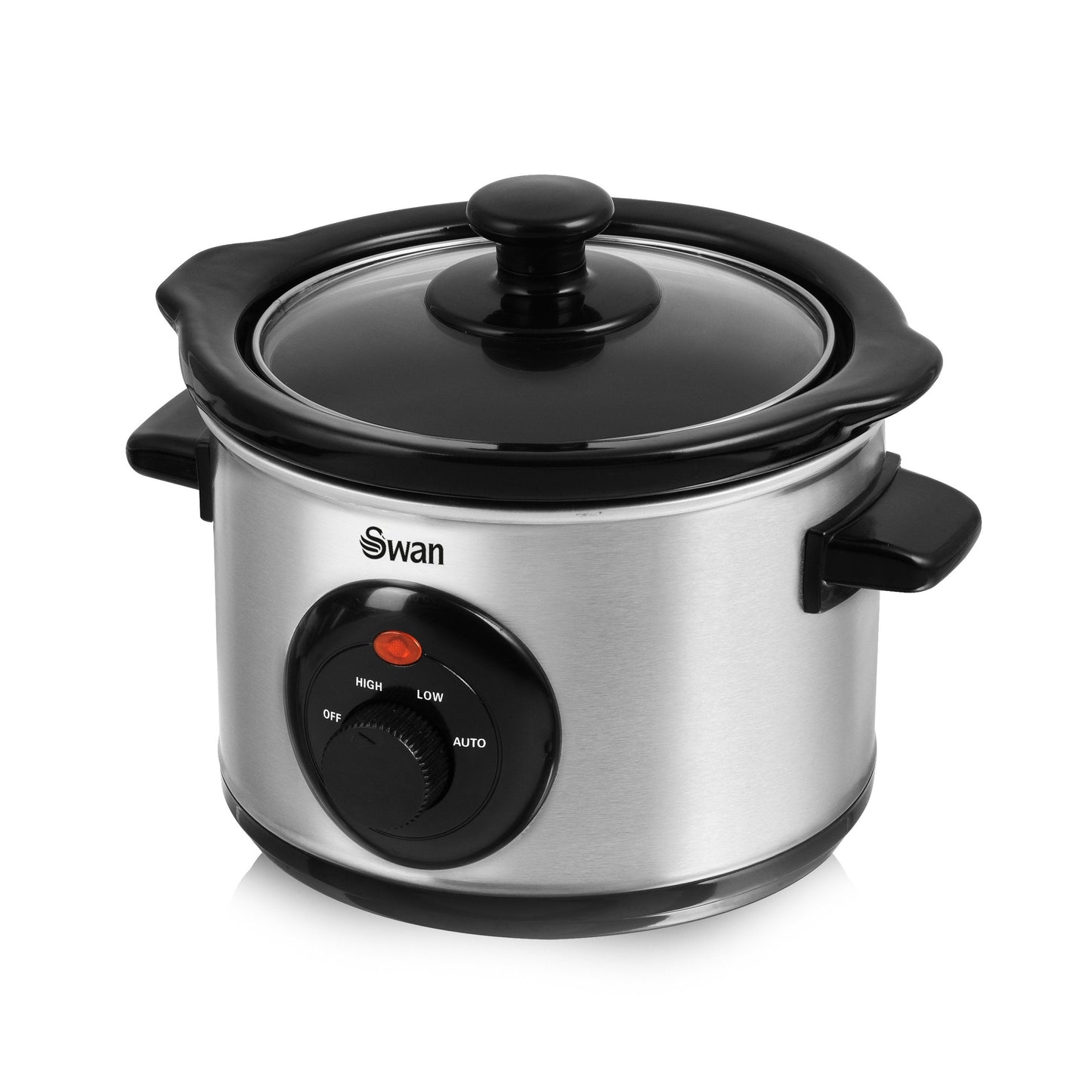 Swan SF17010N 1.5 Litre Round Stainless Steel Slow Cooker with 3 Cooking Settings, 120W, Silver