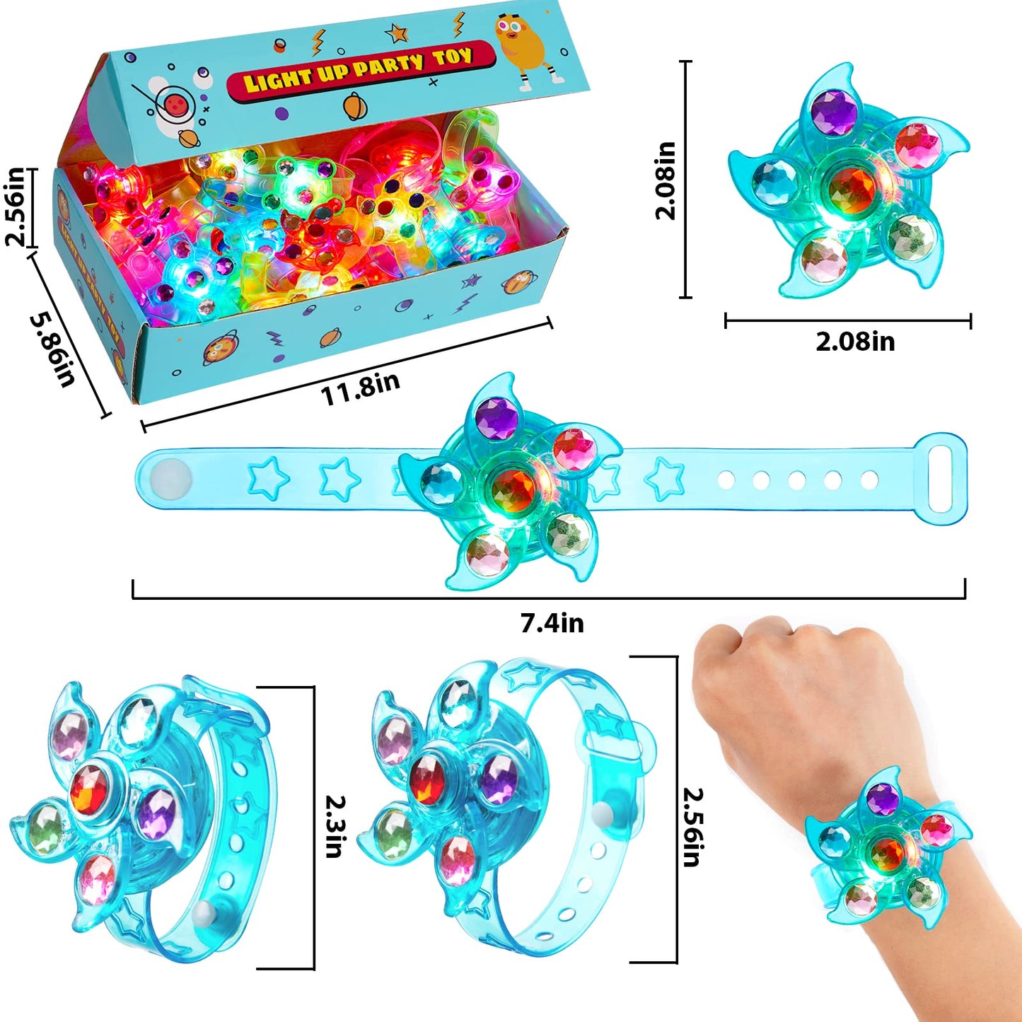 Mikulala Party Bag Fillers for Kids 24 Pack LED Light Up Toys Bracelet Birthday Party Favors for Kids Basket Suffers Stress Relief Anxiety Toys Glow in The Dark Party Supplies 24 Pack Bracelets