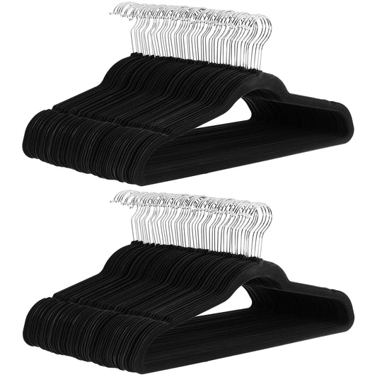 Amazon Basics Slim Velvet Non-Slip Suit Hangers, 100-Pack, Black