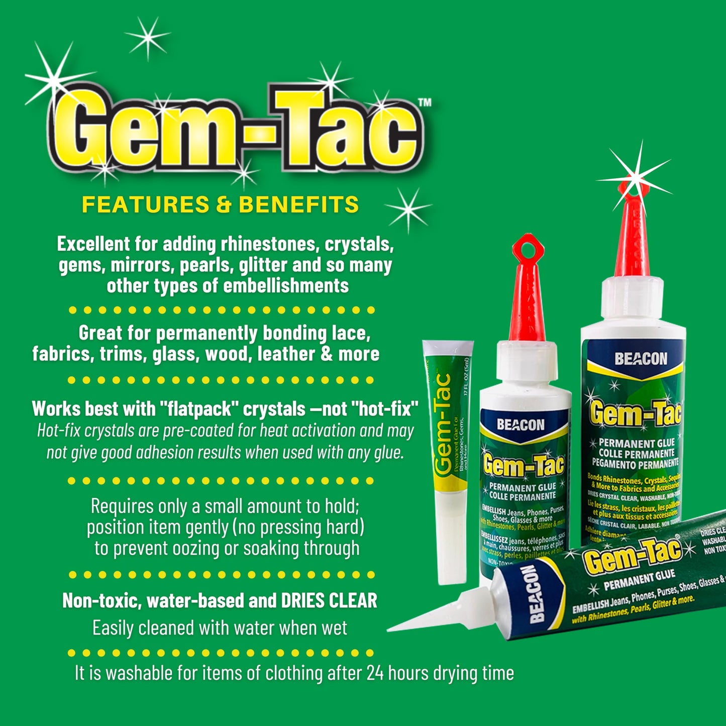 Beacon Gem-Tac 118ml Medium Bottle, Clear Adhesive Gem Glue