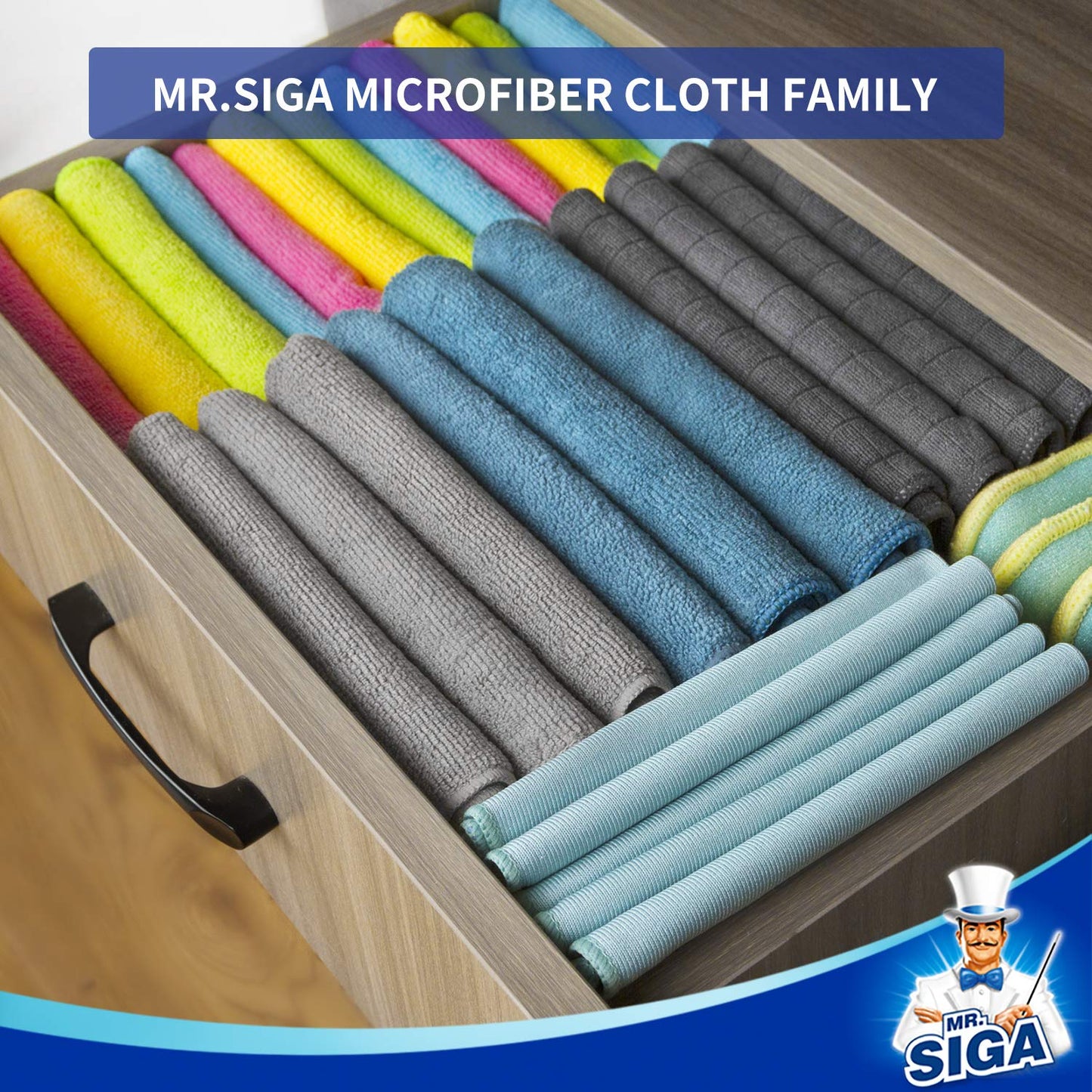 MR.SIGA Microfiber Cleaning Cloth,Pack of 12, Size:32 x 32 cm Assorted