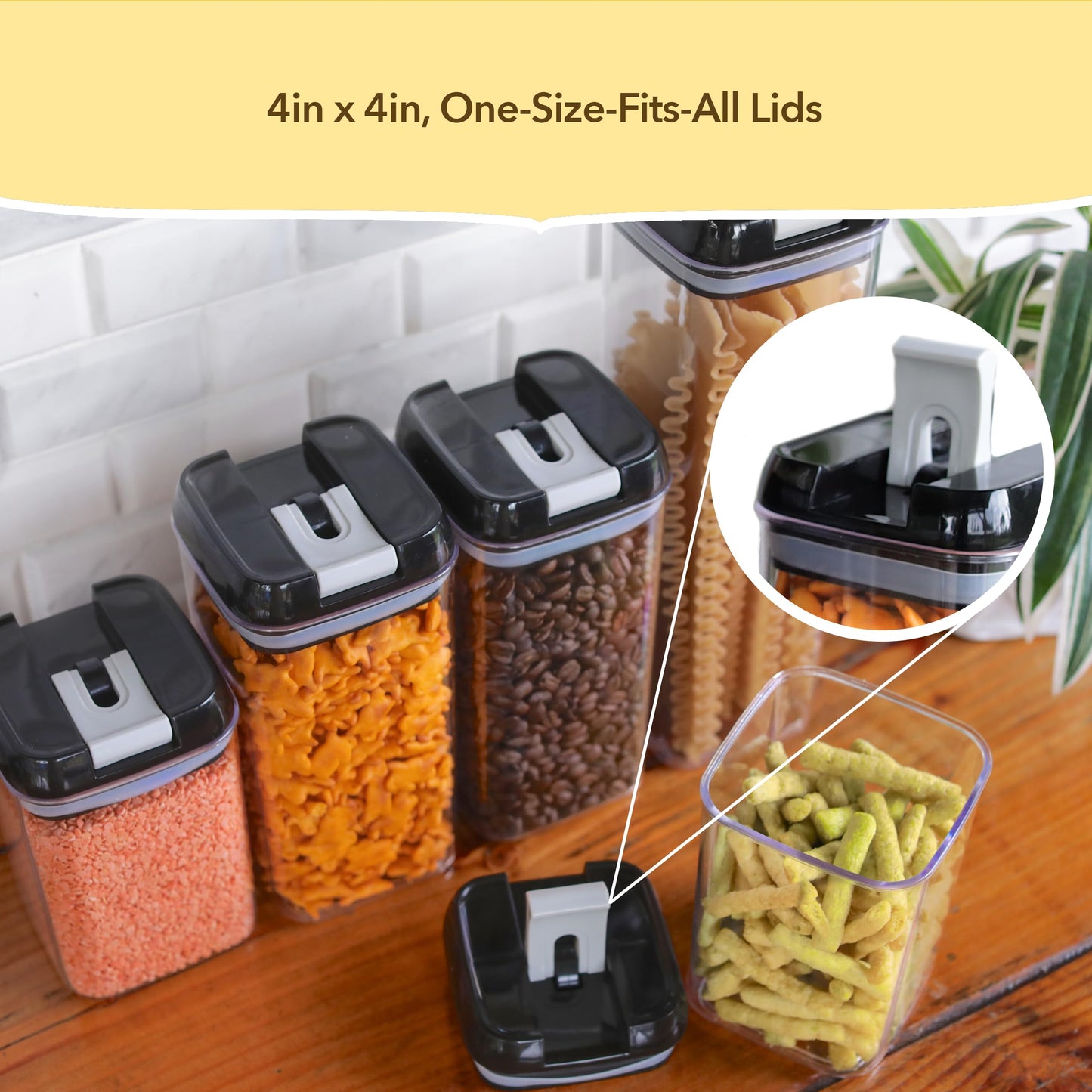 Simply Gourmet Airtight Food Storage Containers - Set of 7 Large Clear Canisters with Lids for Flour, Cereal & Pasta Storage, Pantry Organization - Marker & Labels Included