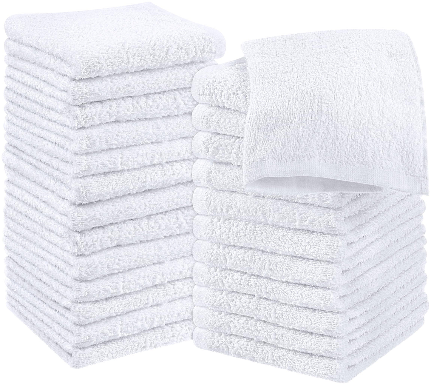 Utopia Towels - Cotton Washcloths Set - 30 x 30 cm, White - 100% Ring Spun Cotton, Premium Quality Flannel Face Cloths, Highly Absorbent and Soft Feel Fingertip Towels (24-Pack, White) 24