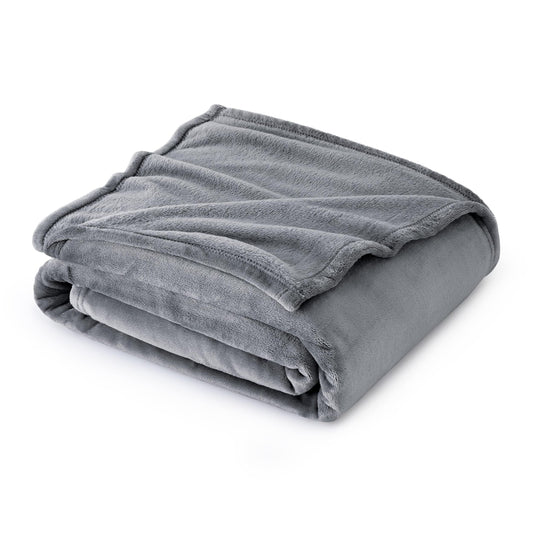 Bedsure Fleece Blanket Sofa Throw - Versatile Blanket Fluffy Soft Throw for Bed and Couch Throw/Single, Silver Grey, 130x150cm Throw / Single