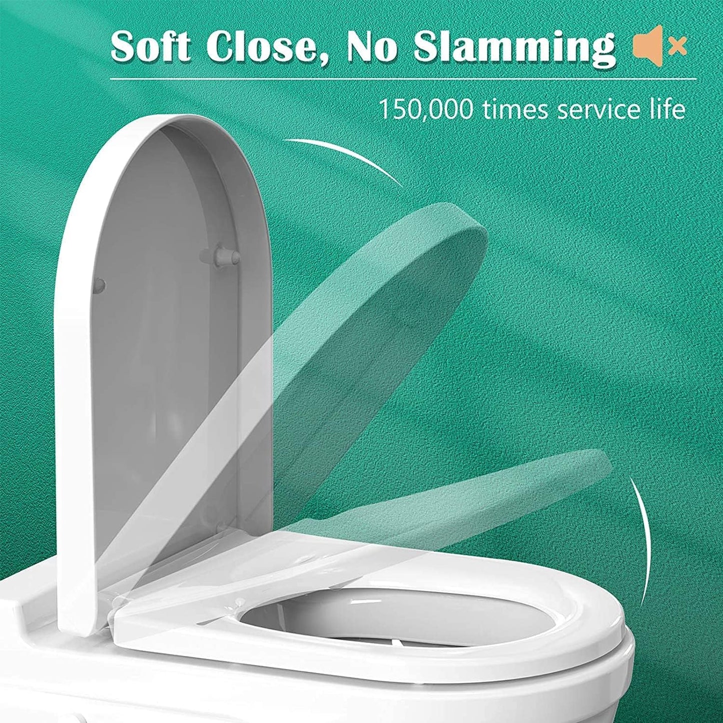 STOREMIC Toilet Seat Soft Close White D shape, Soft Close Toilet Seat - Bottom Fixing / Top Fixing, Quick Realease Toilet Seat for Easy Cleaning, Sturdy Anti-Bacterial UF Materials