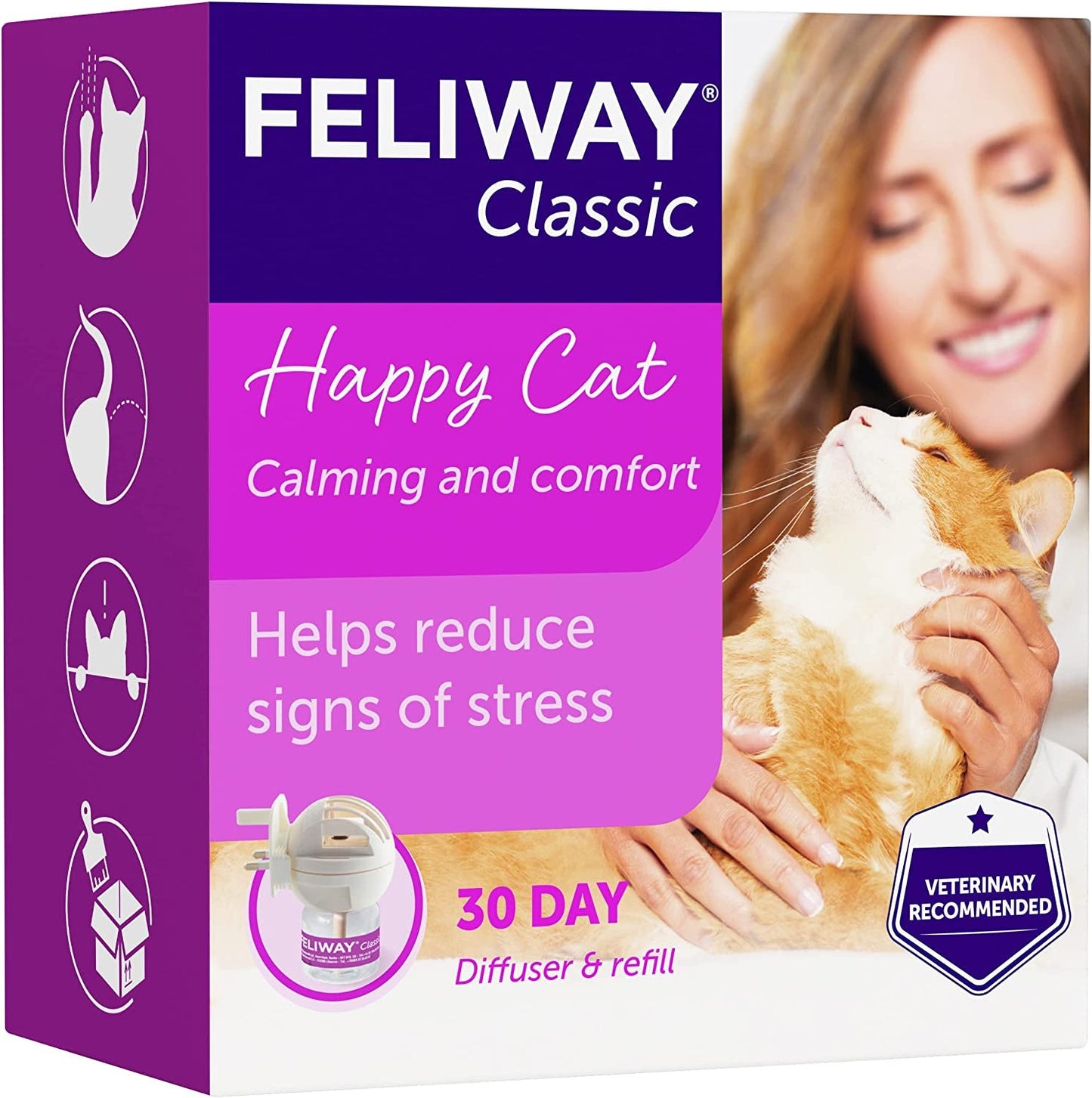 Classic 30 Day Starter Kit. Diffuser and Refill. Comforts Cats and Helps Solve Helps Solve Behavioural Issues and Stress/Anxiety in the Home - 48Ml, White