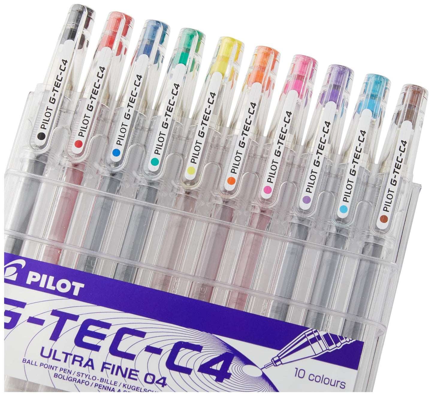 Pilot G - Tec C4 Gel Microtip Rollerball 0.4 mm - Assorted, Pack of 10 10 Count (Pack of 1)