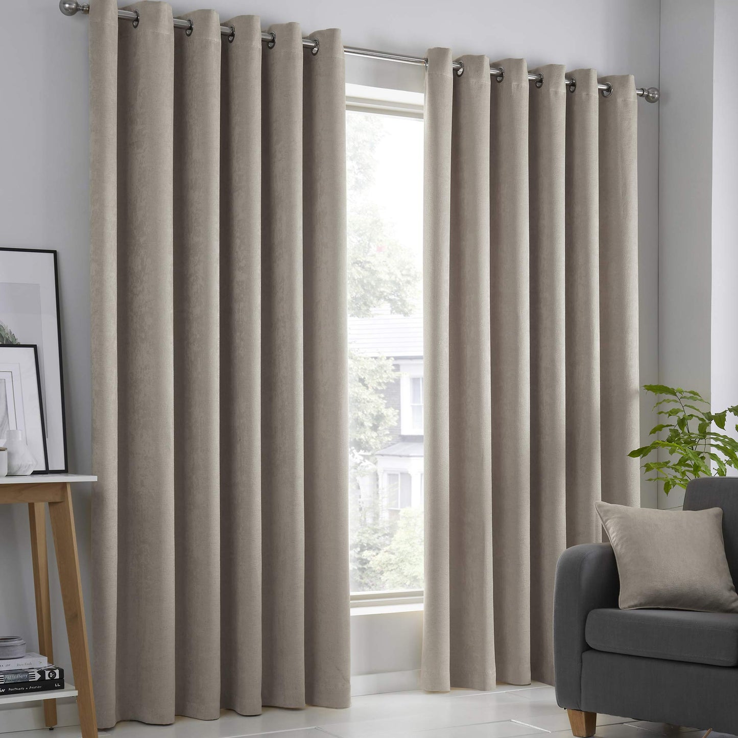 Fusion Beige Curtains W66 x L54" (168 x 137cm) for Living Room, Bedroom, Eyelet Curtains, Thermal Curtains, 2 Panels for Home & Window, Taupe Curtains, Natural Curtains, Cream Curtains 46 x 90" (117 x 229cm) Natural/Beige