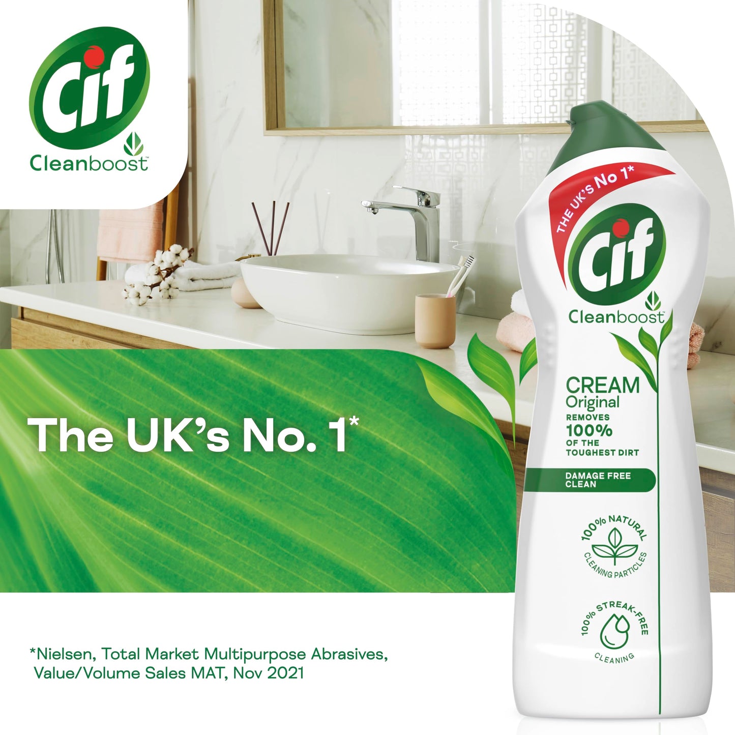 Cif Original Cream Cleaner multipurpose surface cleaner with 100% natural cleaning particles removes 100% of the toughest dirt 8x 500 ml 500 ml (Pack of 8) 8 Pack