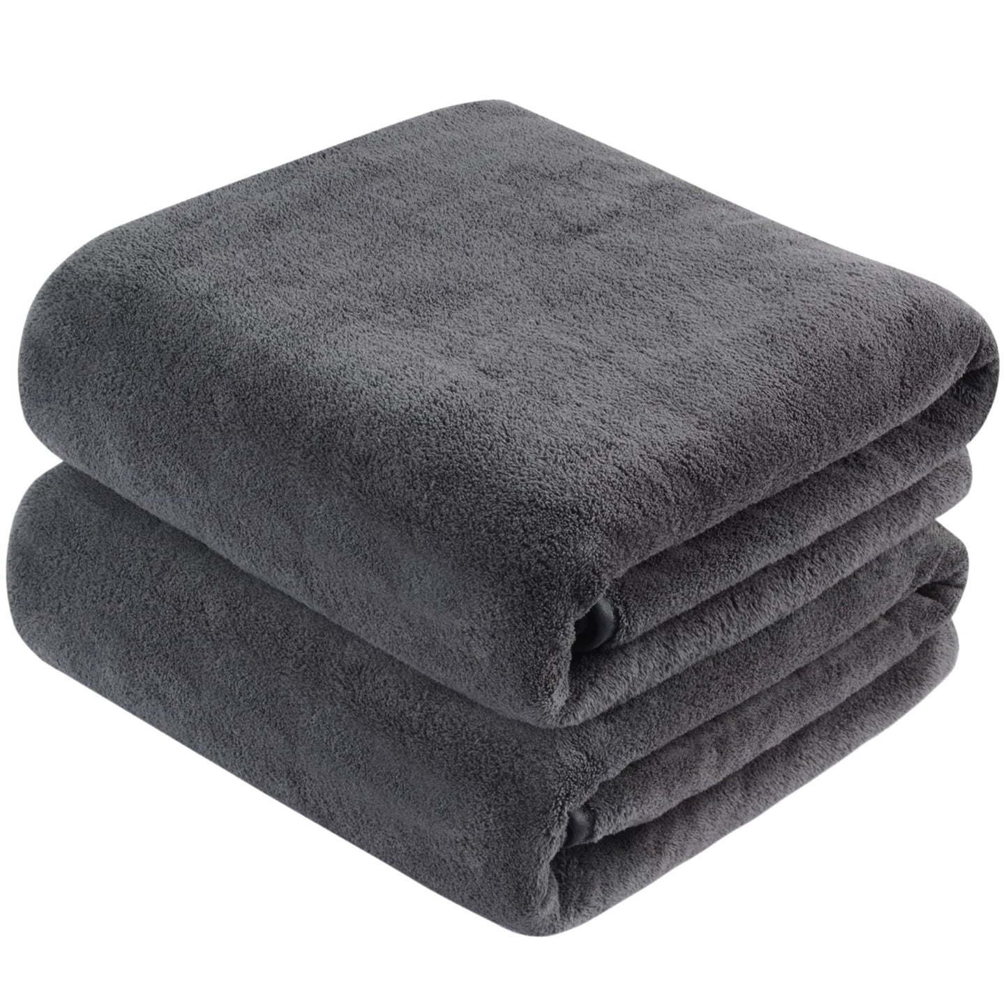 KinHwa Microfiber Bath Towels Extra Large Shower Towels 76x152 cm Super Absorbent and Soft Bathroom Towels Quick Dry Bath Sheets for Spa, Swimming, Pool 2 Pack Dark-grey Darkgray 76cmx152cm