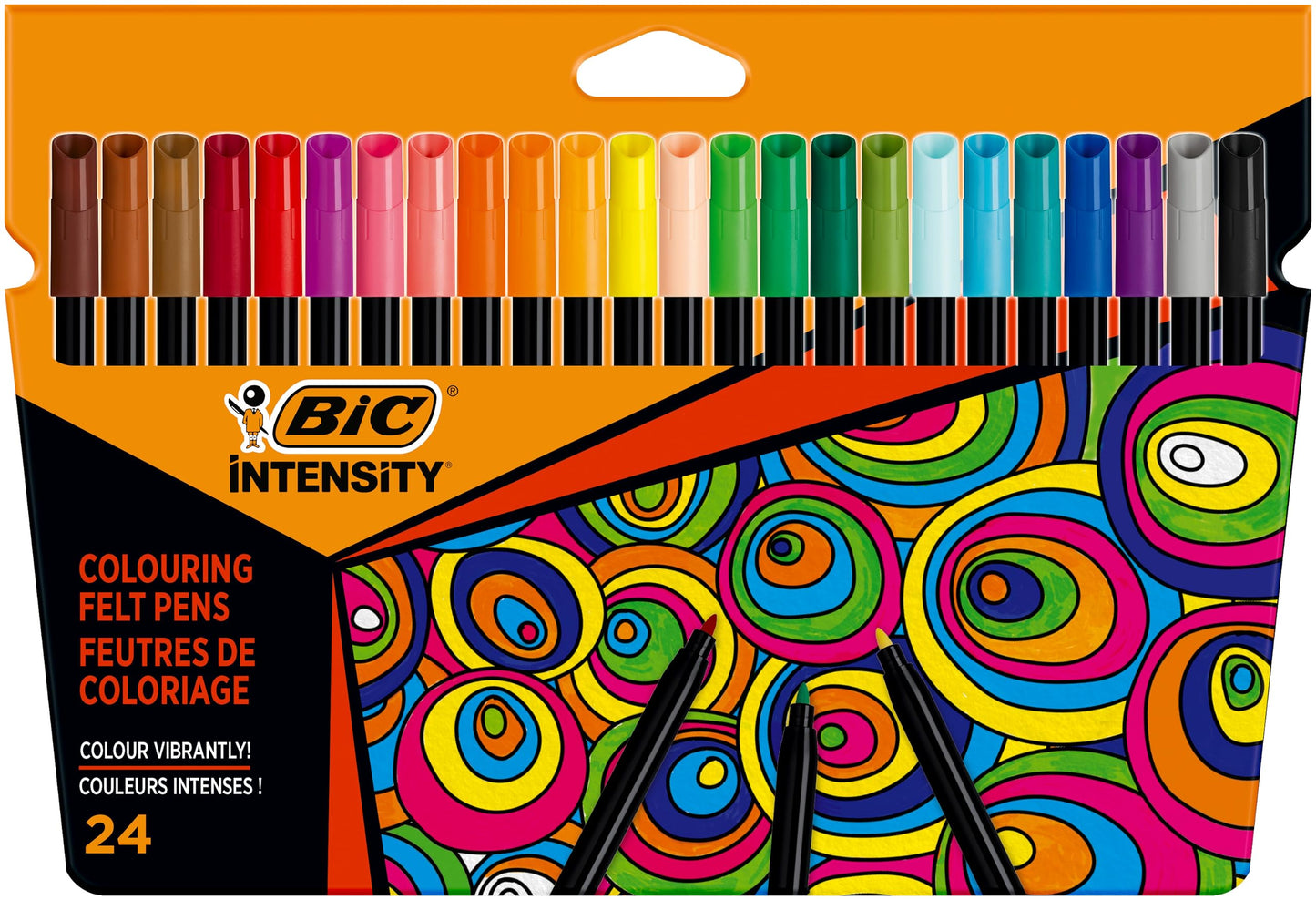 BIC Intensity Colouring Felt Tip Pens for Adults, Multicolour, 24 Pack 24 count (Pack of 1)