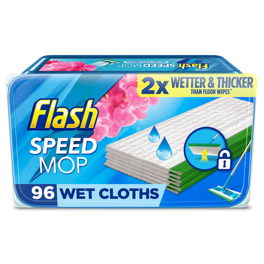 Flash Speedmop Wet Cloth Refills, Floor Cleaner, Wild Orchid, 96 Count (24 x 4) 24 Count (Pack of 4)