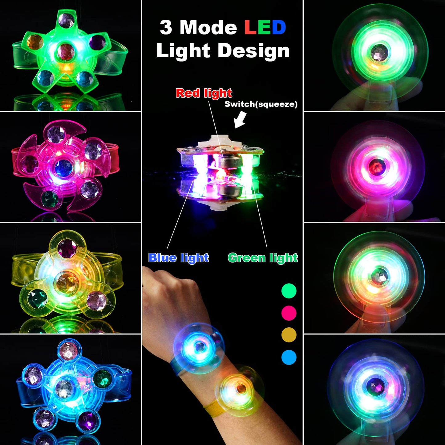 Mikulala Party Bag Fillers for Kids 24 Pack LED Light Up Toys Bracelet Birthday Party Favors for Kids Basket Suffers Stress Relief Anxiety Toys Glow in The Dark Party Supplies 24 Pack Bracelets