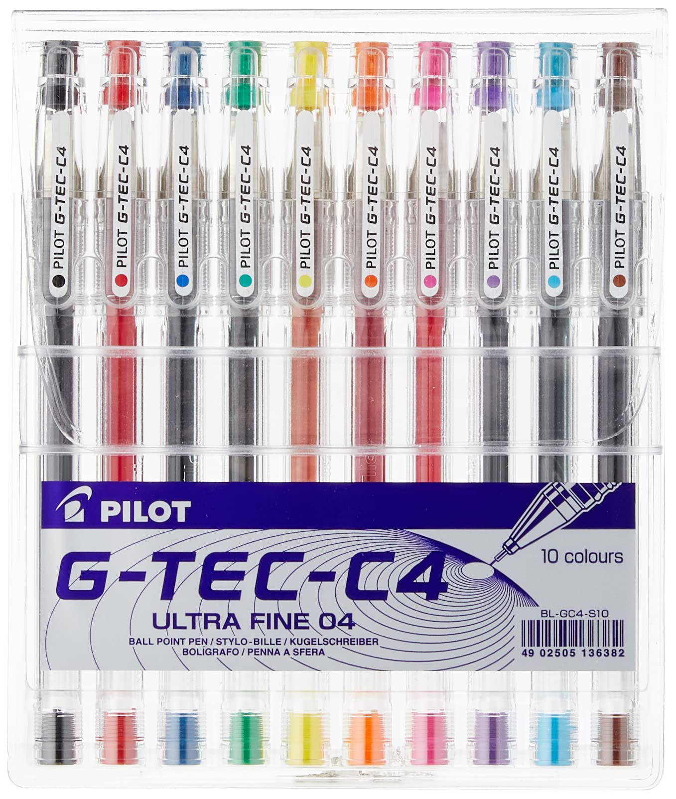 Pilot G - Tec C4 Gel Microtip Rollerball 0.4 mm - Assorted, Pack of 10 10 Count (Pack of 1)