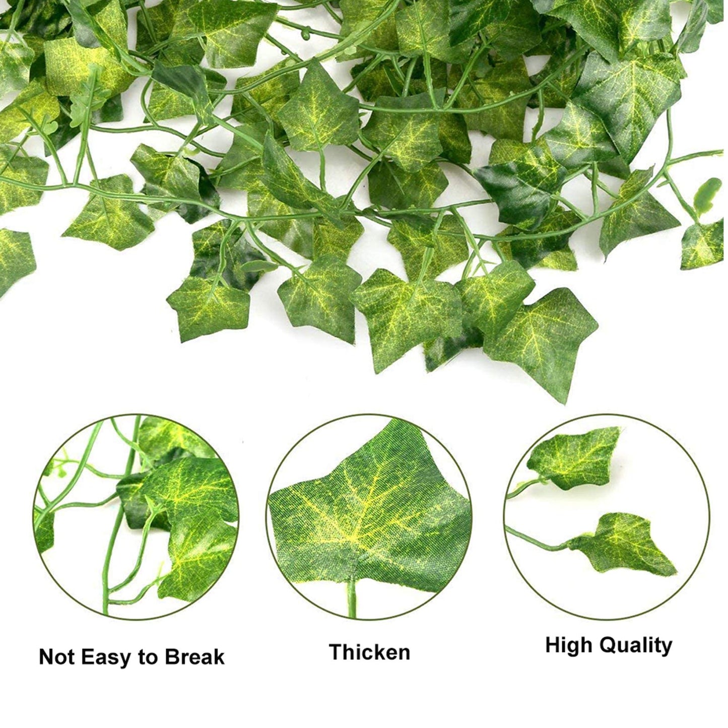 DazSpirit 48Pcs Artificial Ivy Leaf Garland, 336 Ft Artificial Ivy Vines, Fake Vines, Fack Leaves Hanging Plants, for Wedding, Party, Home, Garden, Bedroom, Kitchen, Office, Wall Decoration