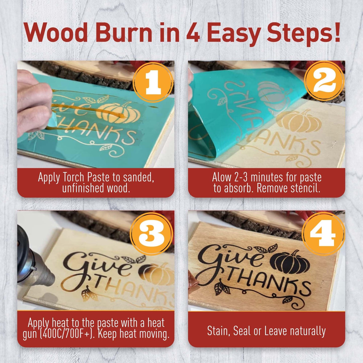 Torch Paste - The Original Wood Burning Paste Since 2020 | Lab Tested & ASTM D-4236 Certified | Non Toxic | Use on Wood, Card Stock, Canvas, Denim & More | Easy Application, 3 OZ