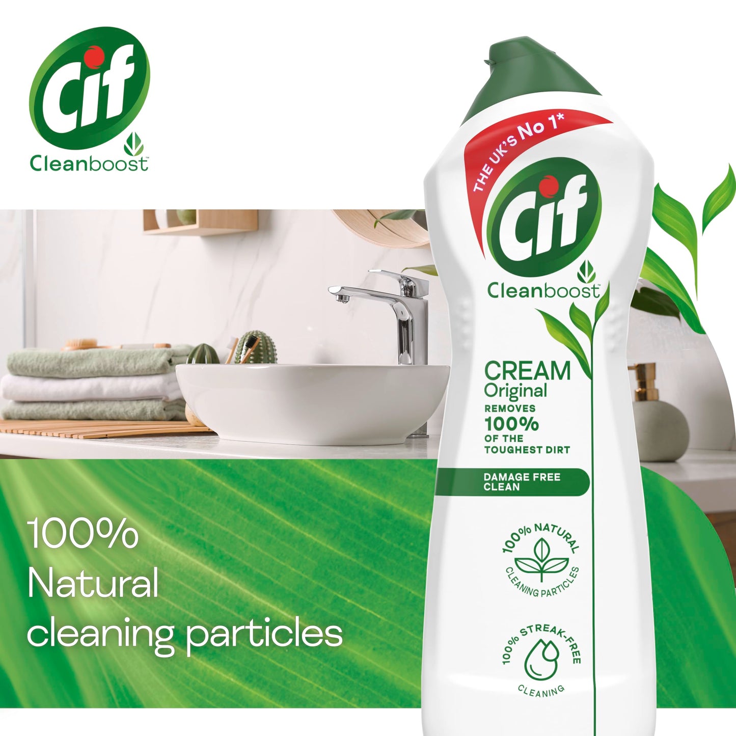 Cif Original Cream Cleaner multipurpose surface cleaner with 100% natural cleaning particles removes 100% of the toughest dirt 8x 500 ml 500 ml (Pack of 8) 8 Pack