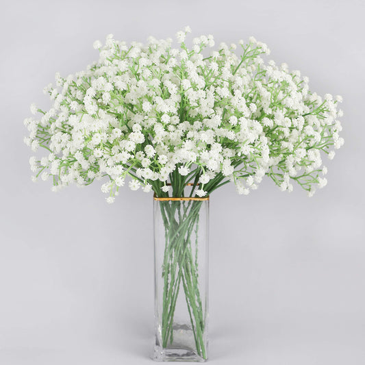 Homcomodar 24PCS Artificial Flowers Gypsophila 20.86 inches Babies Breath Flowers Real Touch Flowers Bouquets for Wedding Home DIY Décor 24PC White