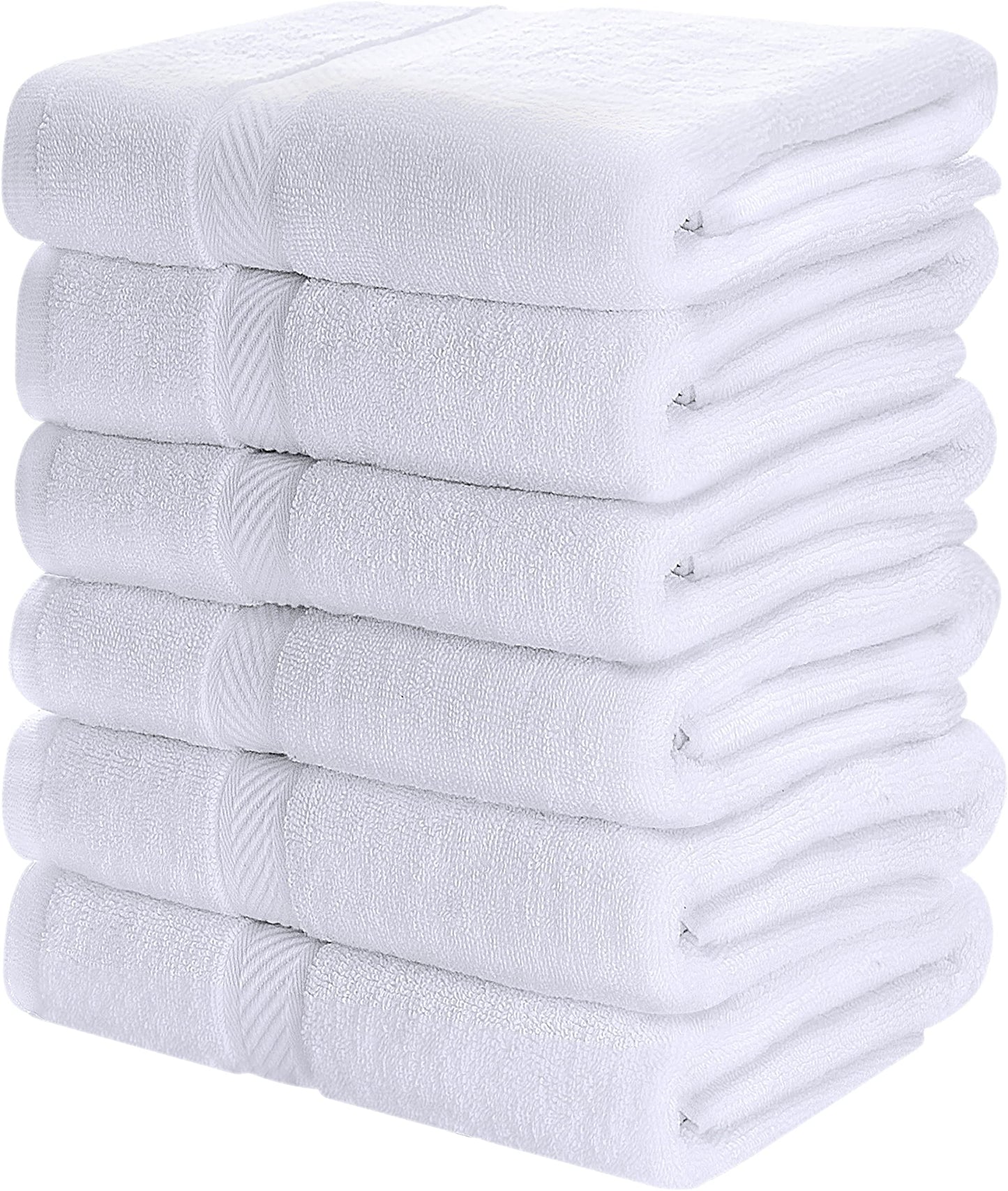 Utopia Towels - 6 Pack Bath Towel Set, 100% Ring Spun Cotton (60 x 120 CM) Medium Lightweight and Highly Absorbent Quick Drying Towels, Premium Towels for Hotel, Spa and Bathroom (White) White