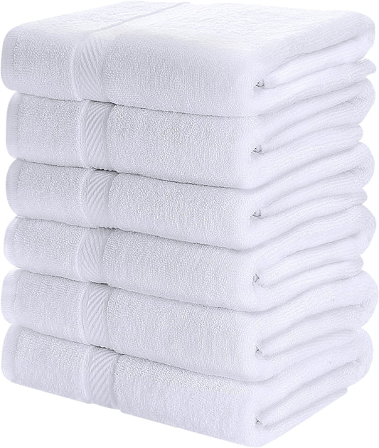 Utopia Towels - 6 Pack Bath Towel Set, 100% Ring Spun Cotton (60 x 120 CM) Medium Lightweight and Highly Absorbent Quick Drying Towels, Premium Towels for Hotel, Spa and Bathroom (White) White