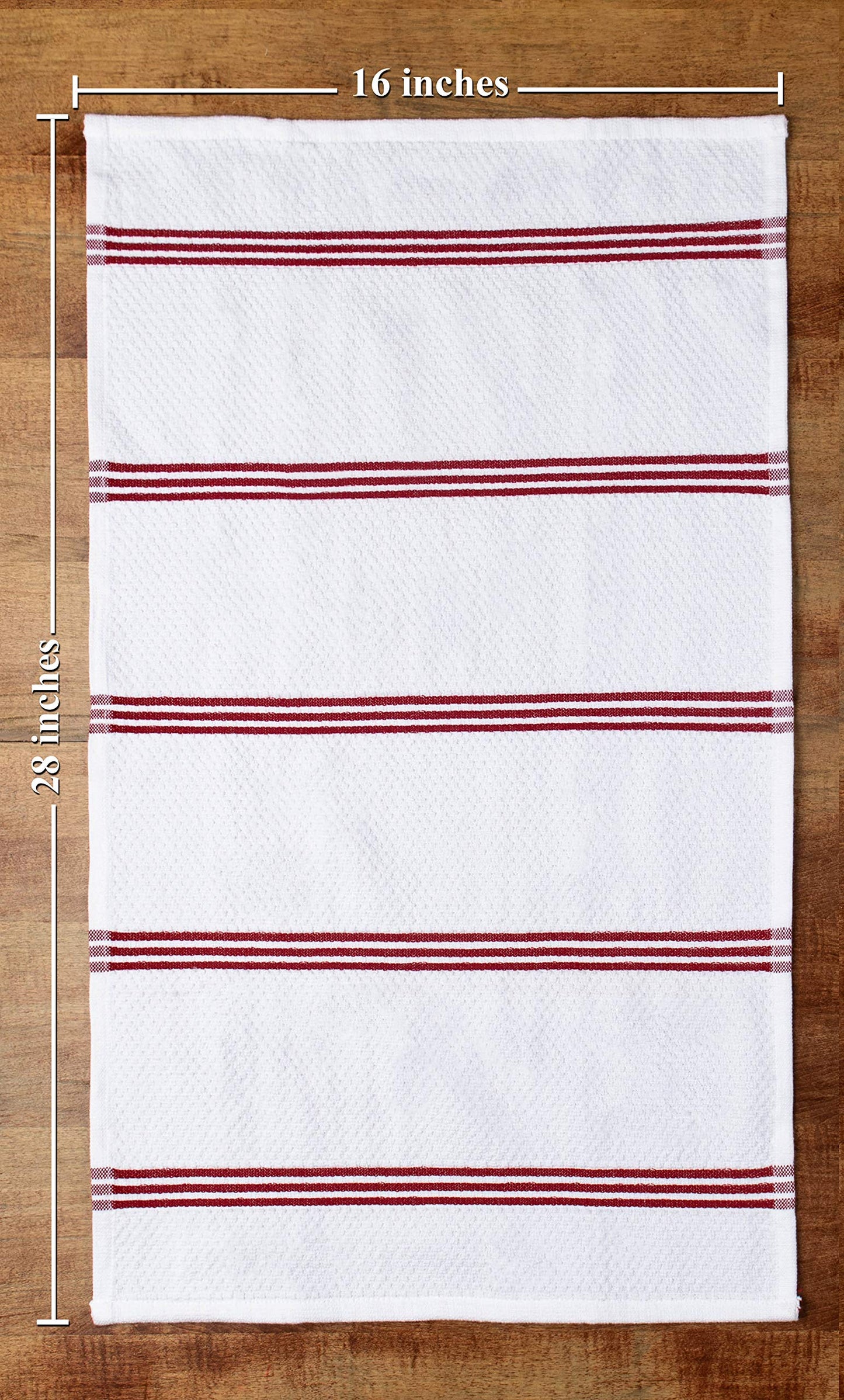 Sticky Toffee 100% Cotton Terry Tea Towel - Red Plain & Stripe Pattern, Pack of 4 | Kitchen Towel Set | Absorbent, Strong, Quick Dry & Machine Washable | Home & Bathroom Accessories 4 Pack