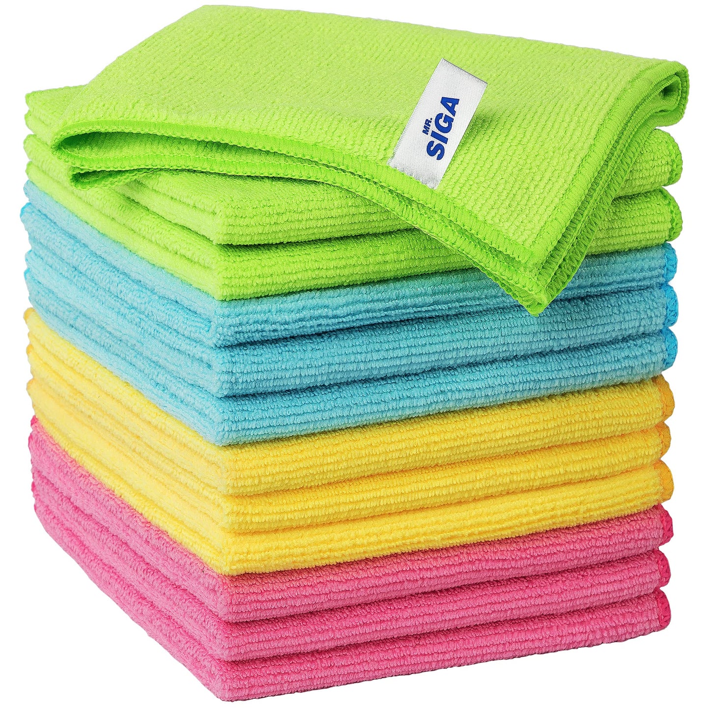 MR.SIGA Microfiber Cleaning Cloth,Pack of 12, Size:32 x 32 cm Assorted