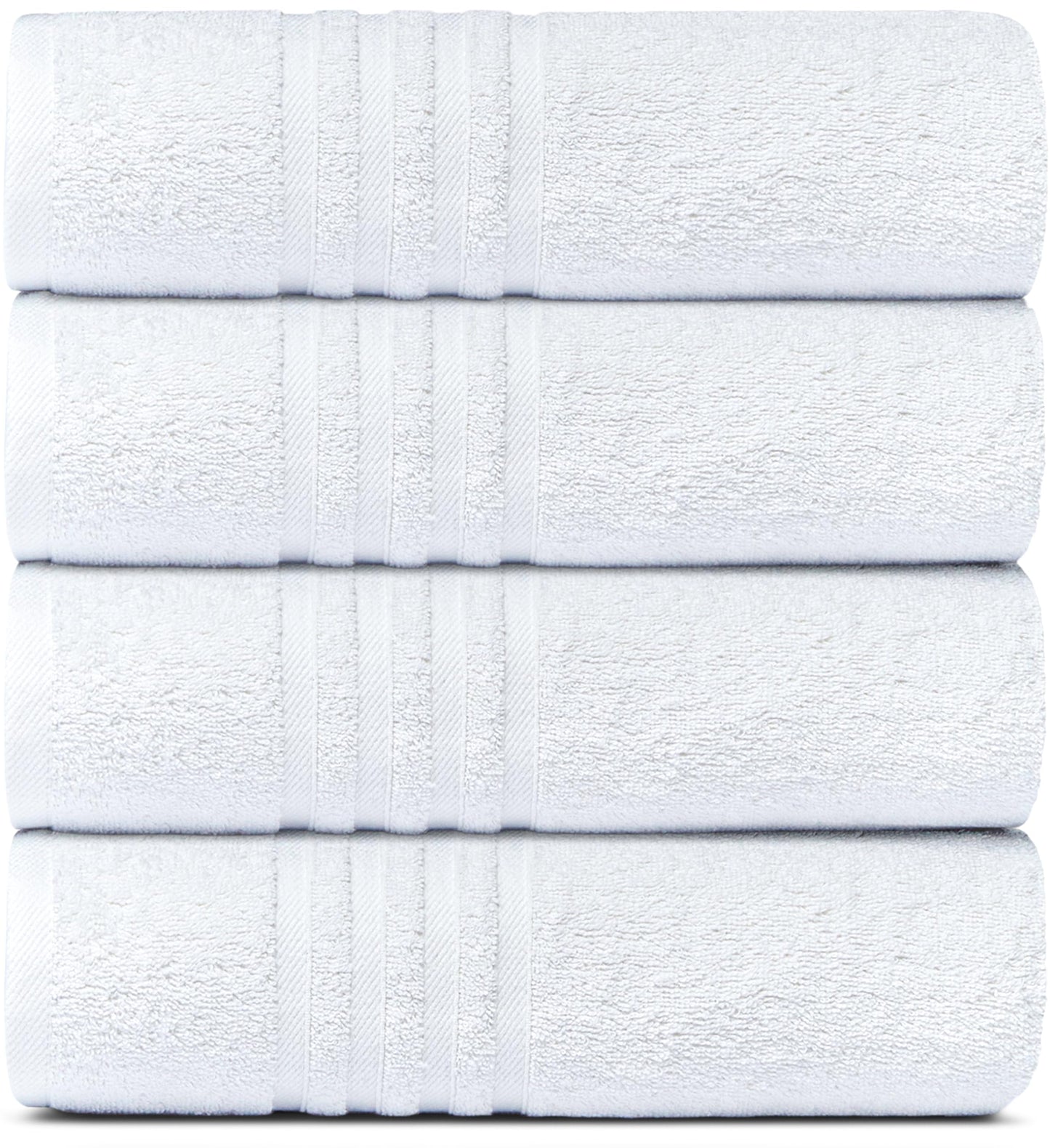 White Classic Wealuxe Cotton Bath Towels - Soft and Absorbent Hotel Towel - 68x132 CM - 4 Pack - White