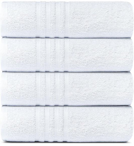 White Classic Wealuxe Cotton Bath Towels - Soft and Absorbent Hotel Towel - 68x132 CM - 4 Pack - White