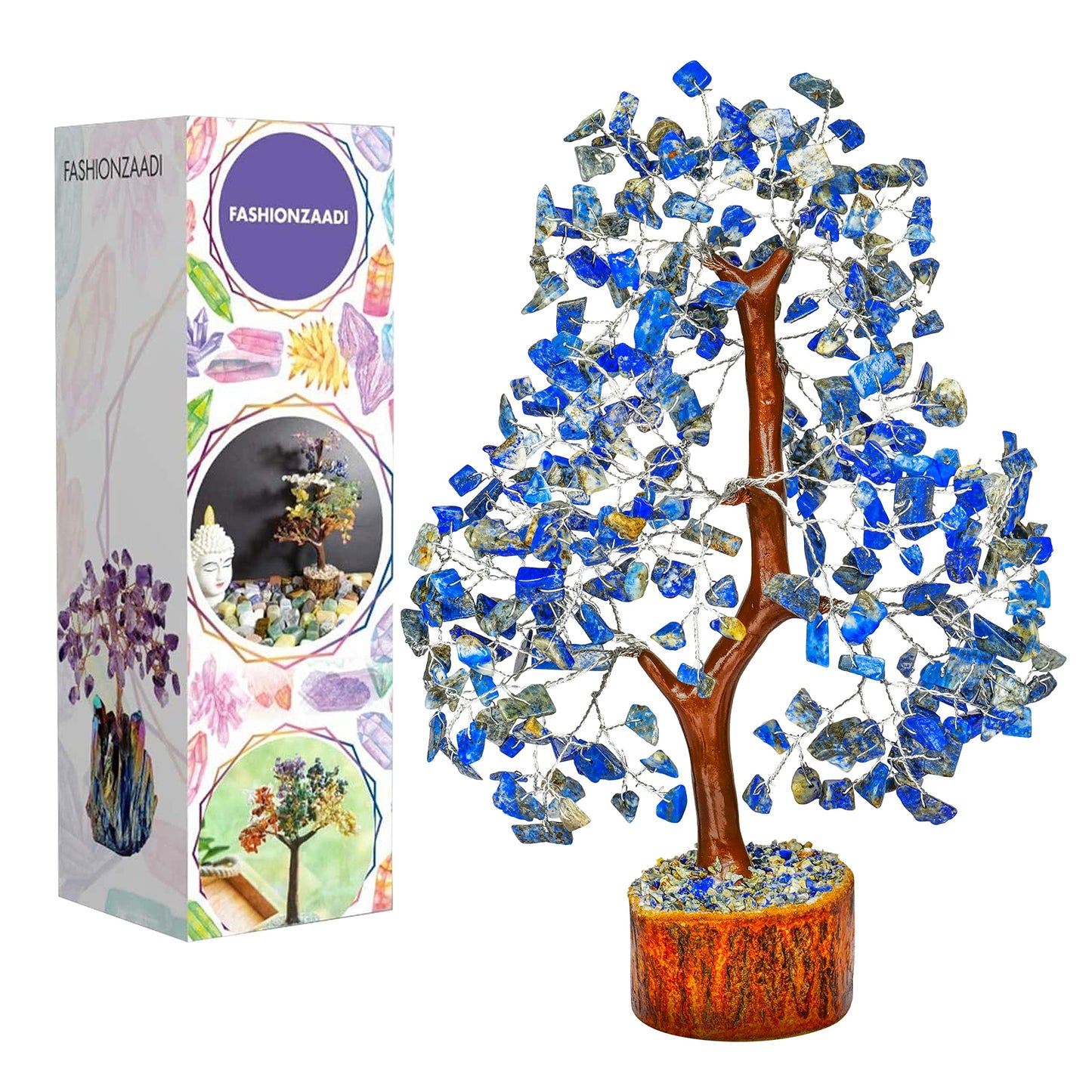 Lapis Lazuli crystal tree Money crystals and gemstones Tree Natural Feng Shui bonsai crystal tree, decorative home accessories house warming gifts new home gifts for women birthday unique, 10-12 inch Lapis Lazuli(silver Wire)