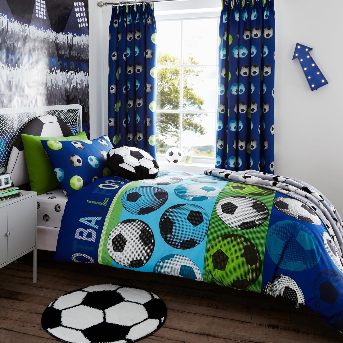 Catherine Lansfield Kids Football Double Quiltset, Blue