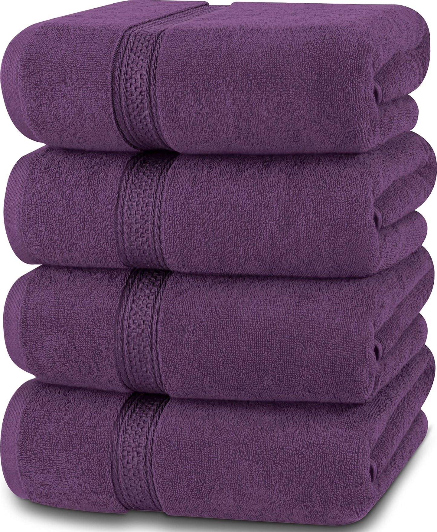 Utopia Towels - 4 Piece Bath Towels Set (69 x 137 CM) - Premium 100% Ring Spun Cotton - Quick Dry, Highly Absorbent, Soft Feel Towels, Perfect for Daily Use (Plum) 27 x 54 Inches Plum