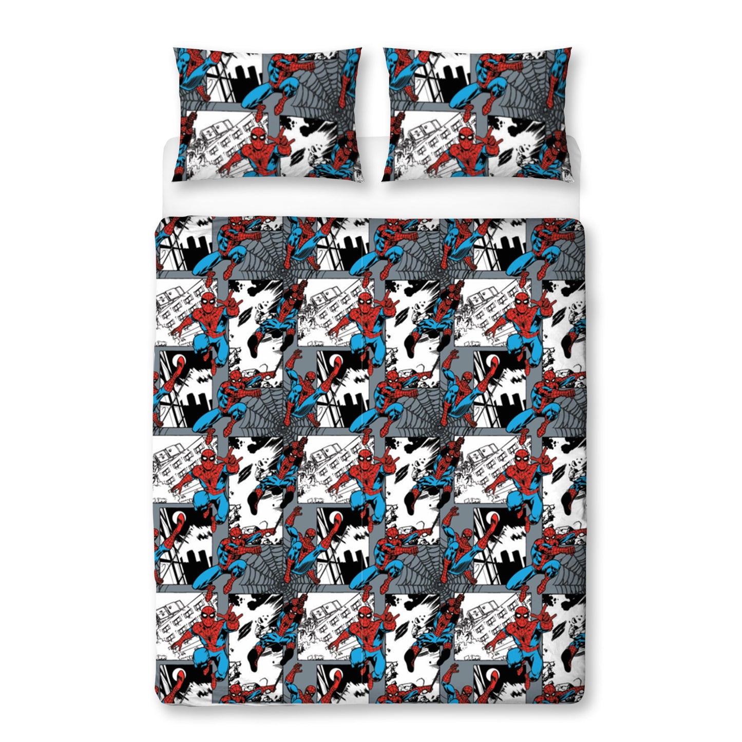 Spiderman Ultimate Metropolis Double Duvet Cover | Reversible Two Sided Design | Kids Bedding Set Includes Matching Pillow Case (Double Duvet)