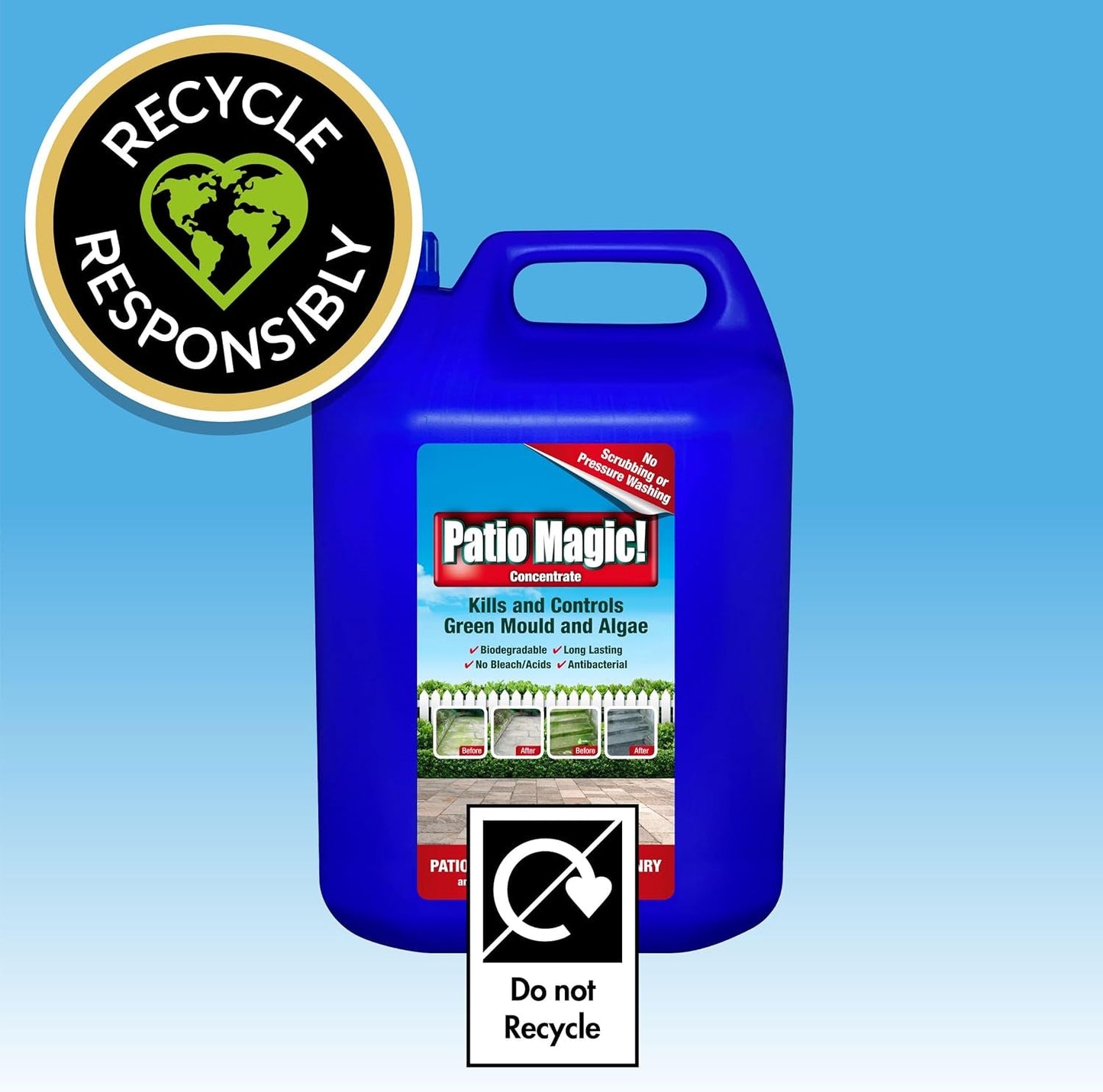 Concentrate: Ideal for Patios, Paths and Driveways (Kills Algae and Lichens), 5 Litres