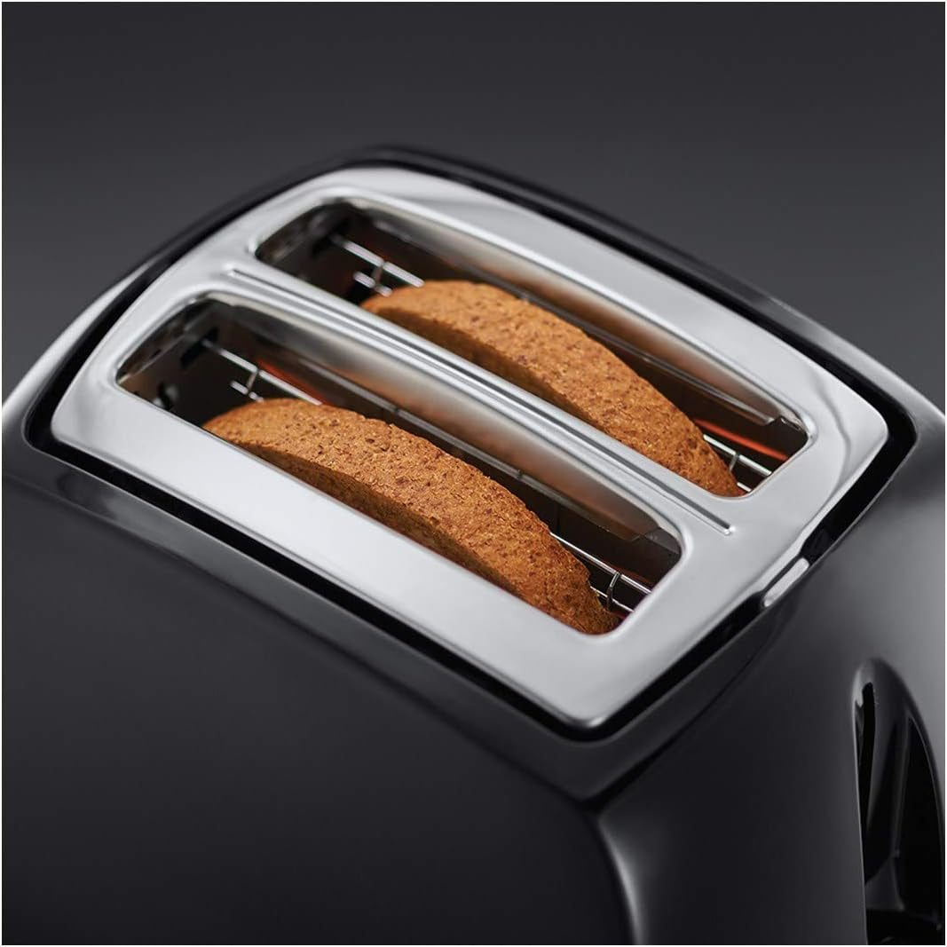 Textures 2 Slice Toaster (Extra Wide Slots, 6 Browning Levels, Frozen, Cancel & Reheat Function with Indicator Lights, Removable Crumb Tray, 850W, Black Matt & High Gloss Finish) 21641